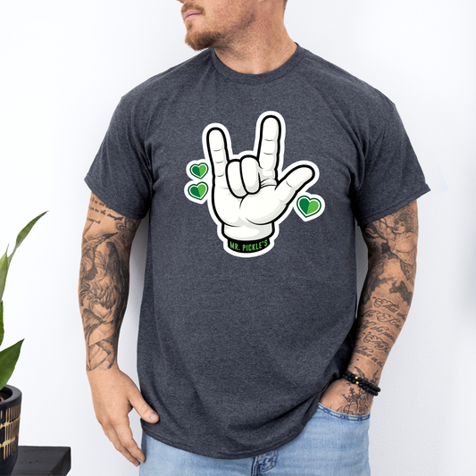 Mr. Pickle's Love Sign Tee April Sticker T-Shirt