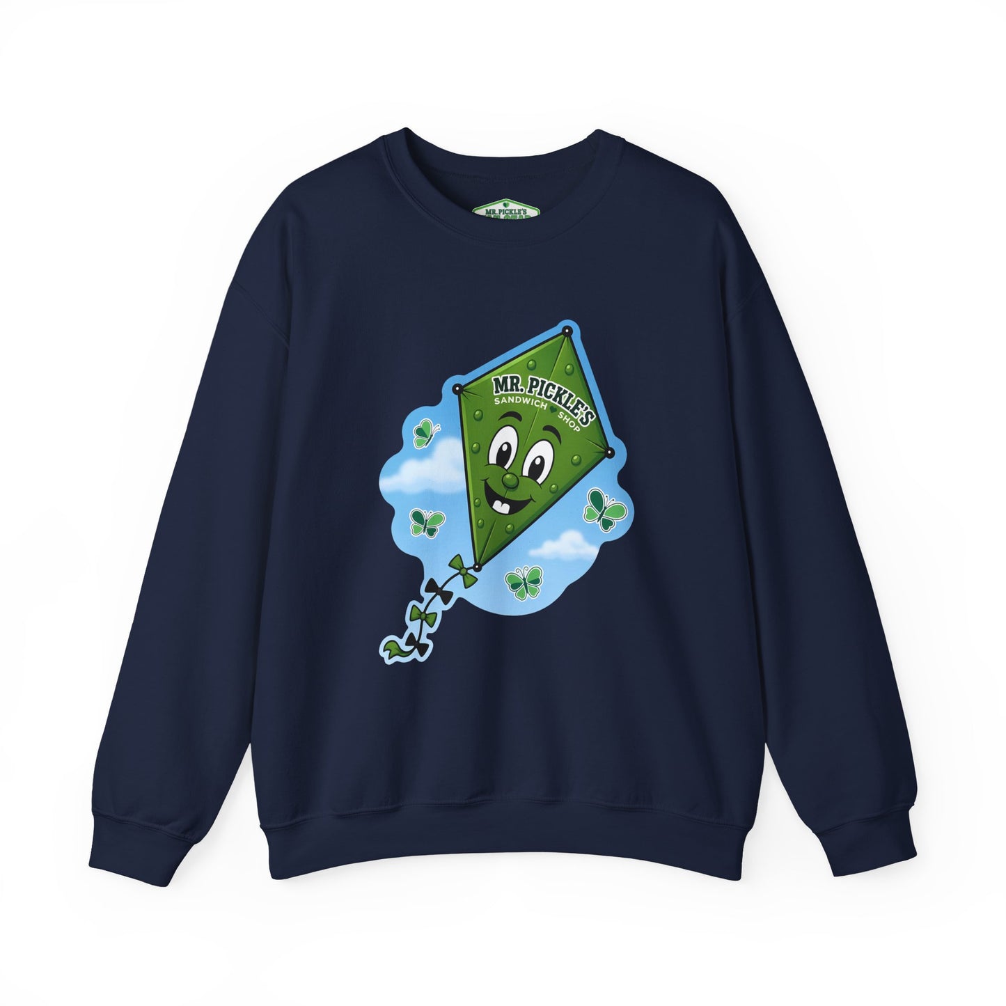 Mr. Pickle's September Sticker Kite – Gildan Crewneck Sweatshirt