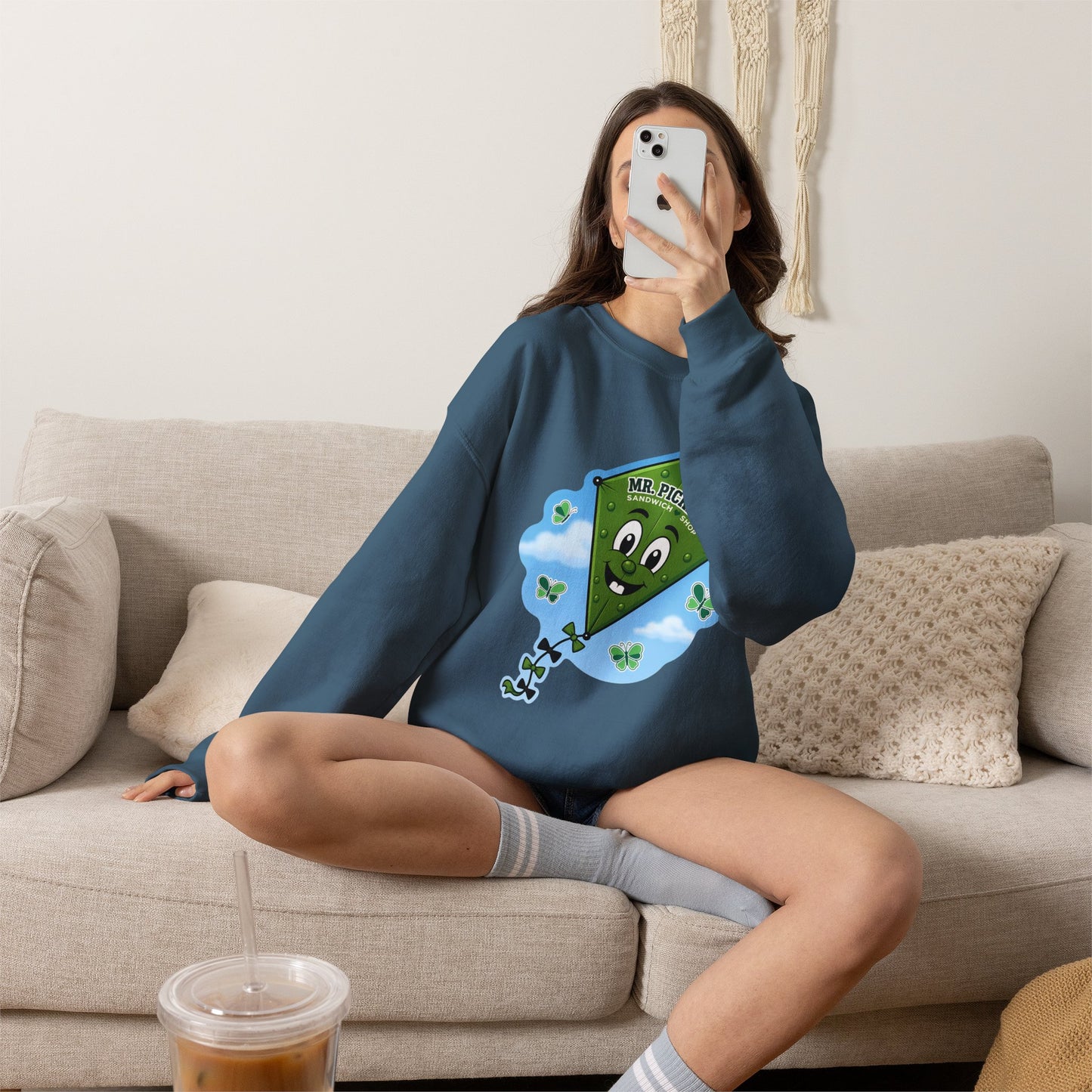 Mr. Pickle's September Sticker Kite – Gildan Crewneck Sweatshirt