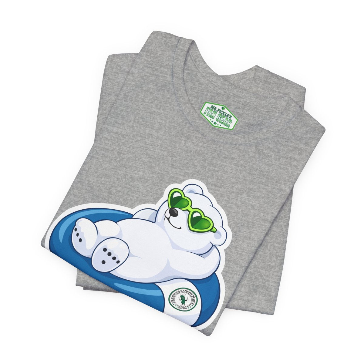 Mr. Pickle's June Sticker Polar Bear Float Tee  - Bella Canvas T-shirt
