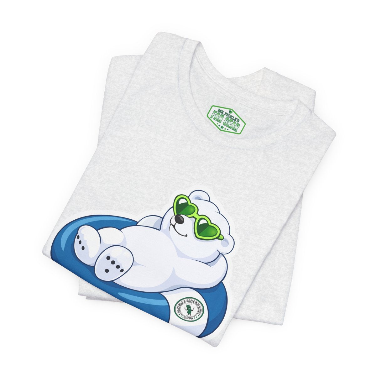 Mr. Pickle's June Sticker Polar Bear Float Tee  - Bella Canvas T-shirt