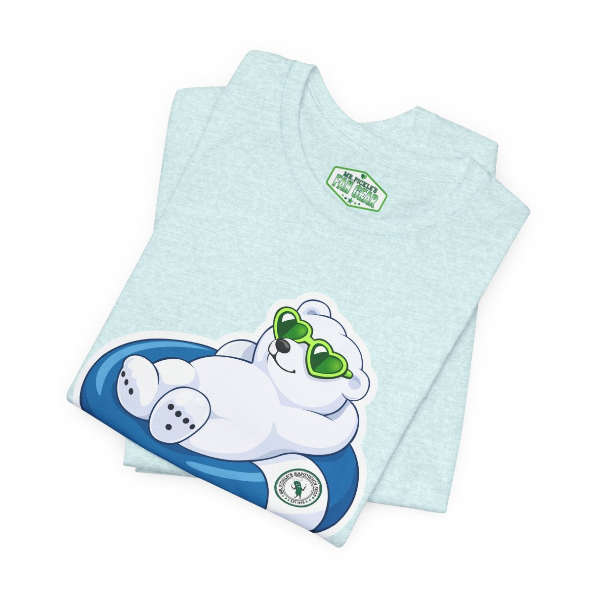 Mr. Pickle's June Sticker Polar Bear Float Tee  - Bella Canvas T-shirt