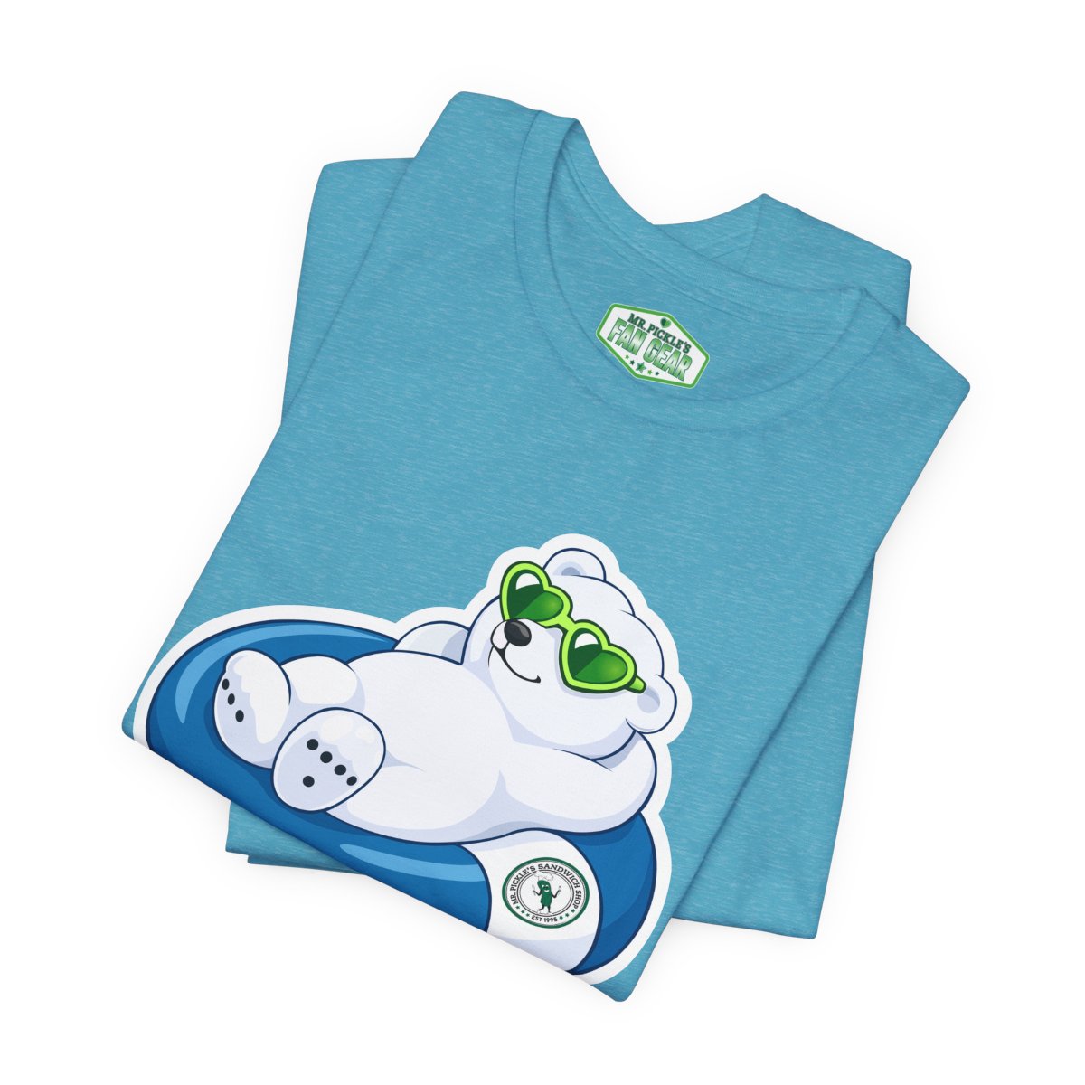 Mr. Pickle's June Sticker Polar Bear Float Tee  - Bella Canvas T-shirt