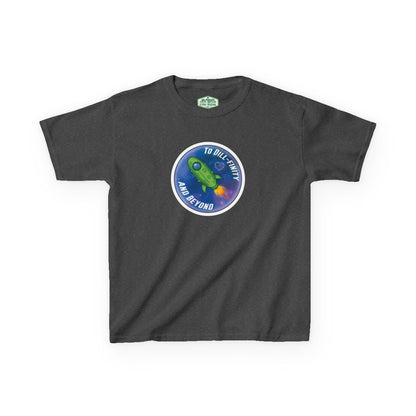Black t-shirt with a colorful graphic design on a white background