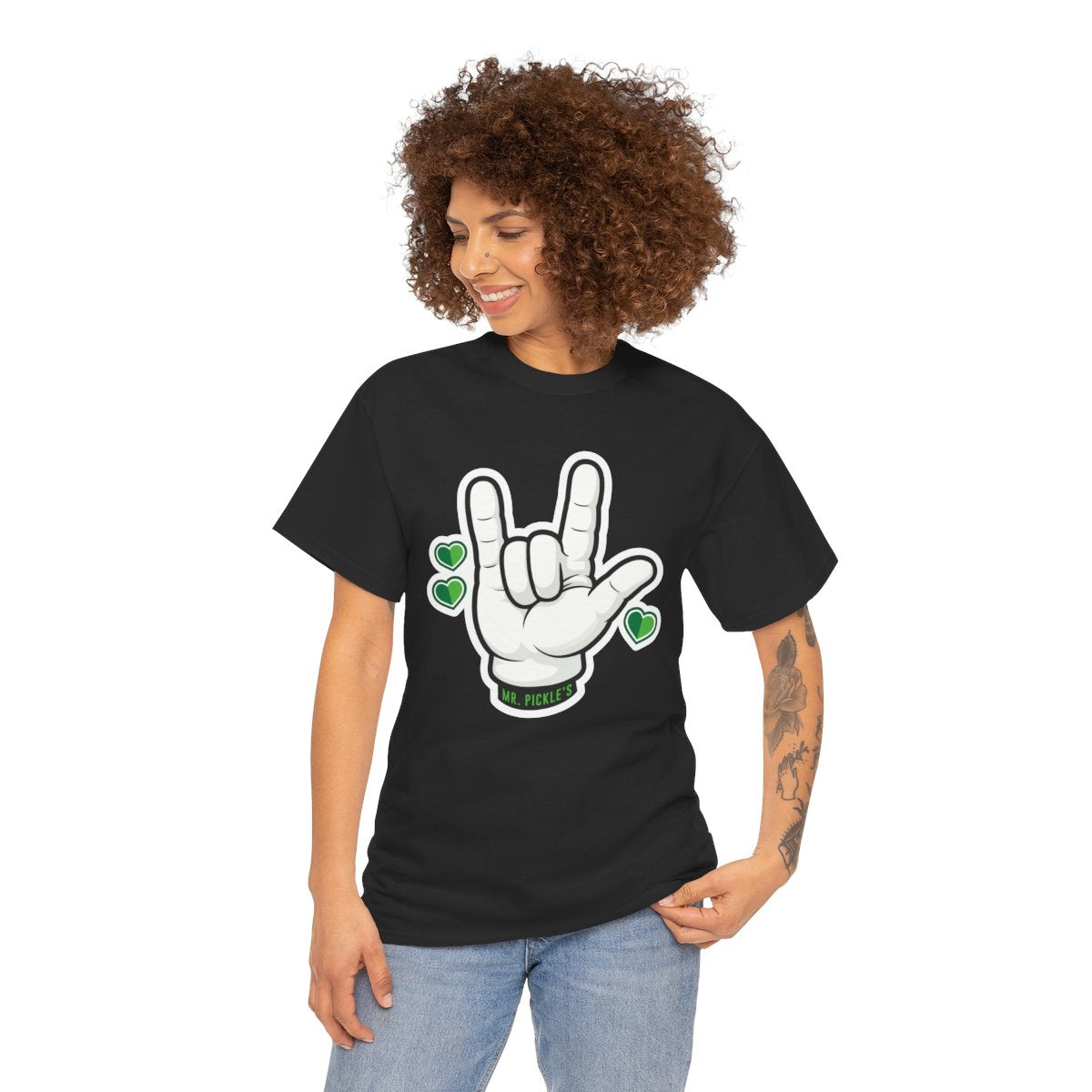 Mr. Pickle's Love Sign Tee April Sticker T-Shirt