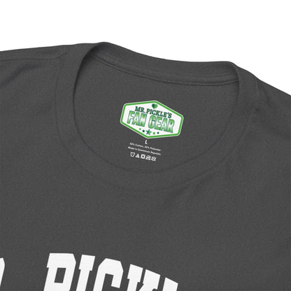 Gray t-shirt with 'Mr. Pickle's Fan Gear' logo on a white background